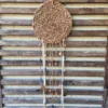 ar paille bleu 1 Attrape rêves paille tressée naturel fait main avec rubans coquillages et plumes