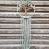 petit arbre de vie vert 1 Petit arbre de vie macramé fait main avec cercle en bois et franges vertes