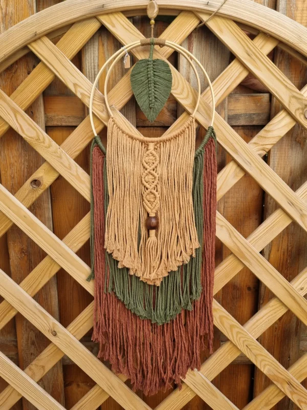 Suspension-double-anneau-feuille-verte-triple-retombee-et-tresse-