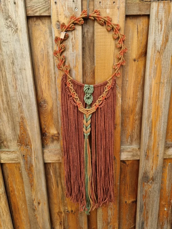 suspension-fleur-rouge-brune-tresse-verte 2